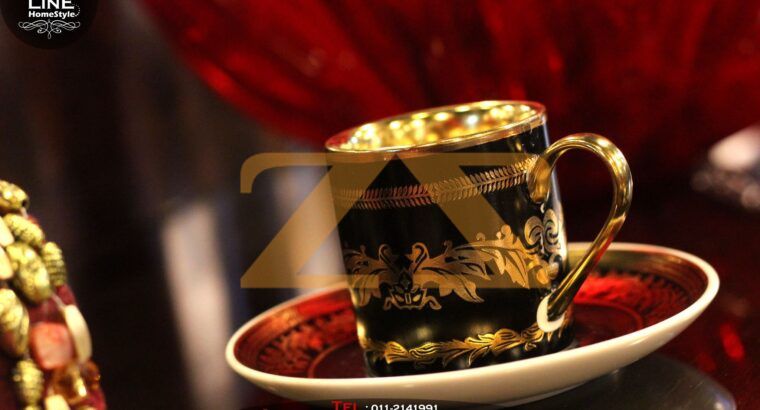 فناجين قهوة مذهبة بغاية الاناقة