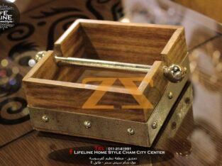 صندوق رول محارم خشب مع ألمنيوم هندي